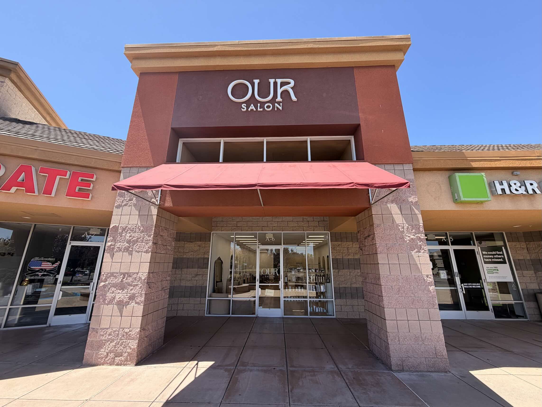 Our Salon storefront at Suite A6 in San Ramon